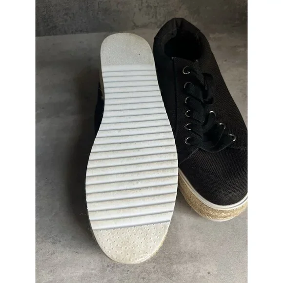 Steve Madden Karma Espadrille Sneakers Womens size 9.5 M Black White Platform - Picture 14 of 16